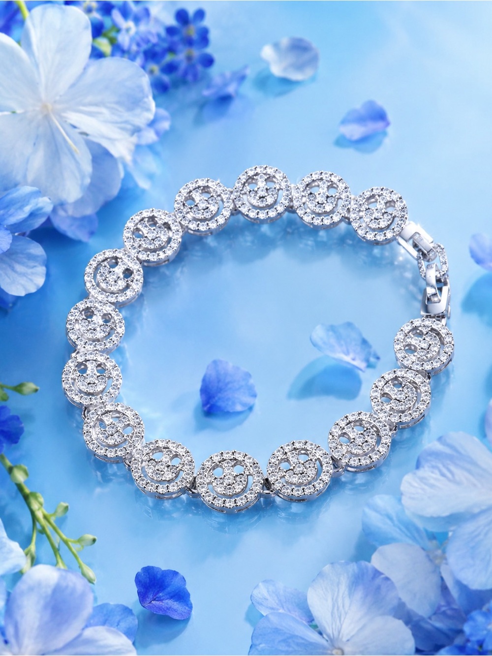 Elegant Silver Crystal Smile Bracelet - Women's Jewelry